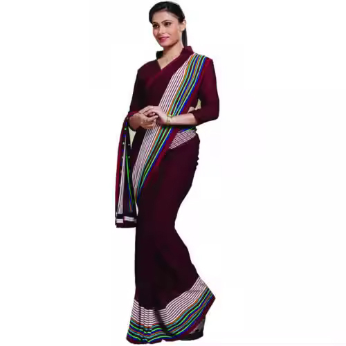 Formal Look Staff Uniform Saree - Color: Different Available