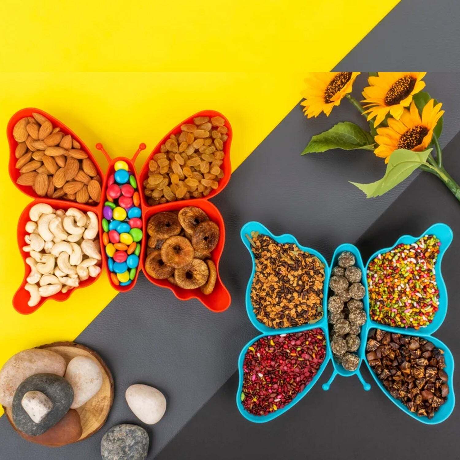 5 Compartment Multipurpose Butterfly Plastic Trays
