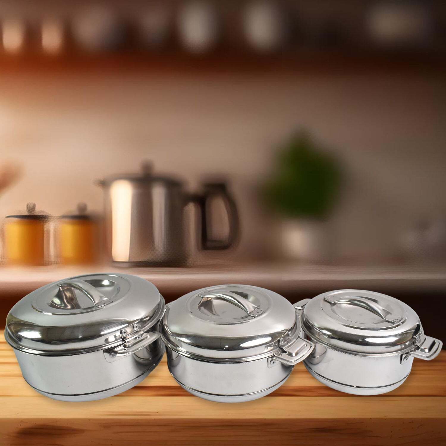Royal Unique Hot Pot Stainless Steel Insulated Serving Casserole With Lids