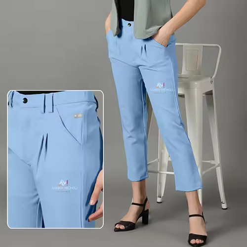 Ladies Light Blue Trendy Long Casual Pant - Color: Different Available