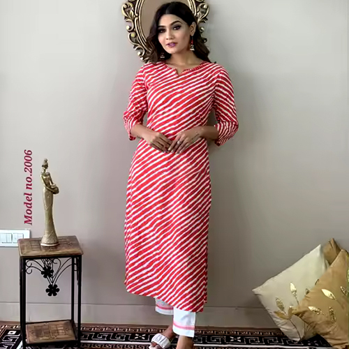 Stylish Floral Long Kurti Set - Color: Different Available