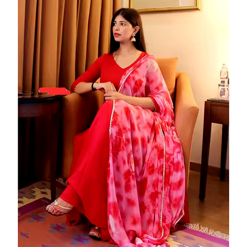 Beautiful Red Satin Silk Suit For Women - Color: Different Available