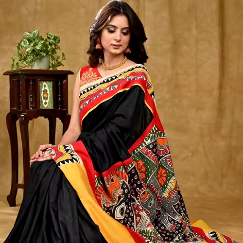 Floral Printed Casual Style Silk Saree - Color: Different Available