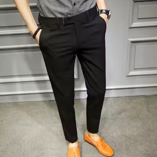 Comfortable Full Length Straight Slim Fit Cotton Pants For Men - Color: Different Available