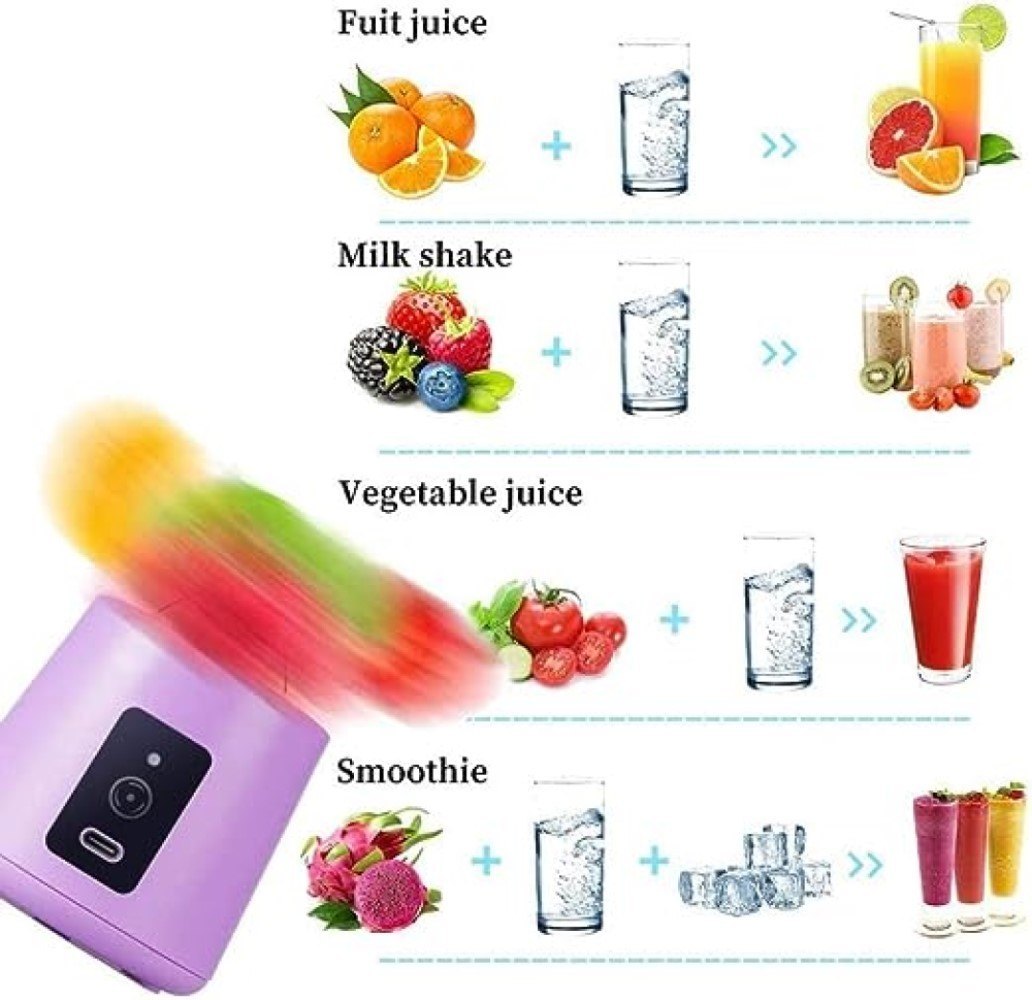 Portable Fruit Mixer Juicer Blender - Durable Plastic 0.38l Capacity Adjustable Speed Mode Low Noise Operation Different Colors Available 1-year Warranty