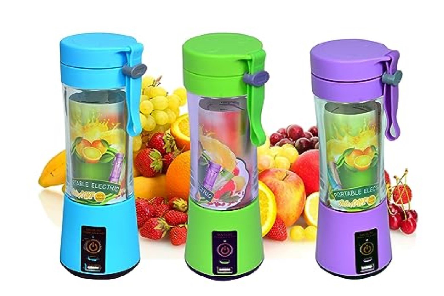 Portable Fruit Mixer Juicer Blender - Durable Plastic 0.38l Capacity Adjustable Speed Mode Low Noise Operation Different Colors Available 1-year Warranty