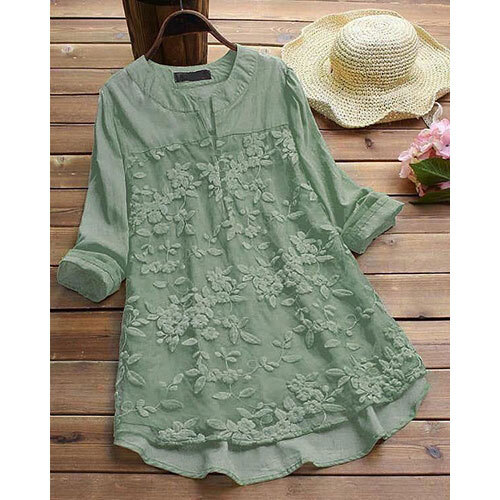 Embroidery Casual Wear Stylish Tunics - Color: Green