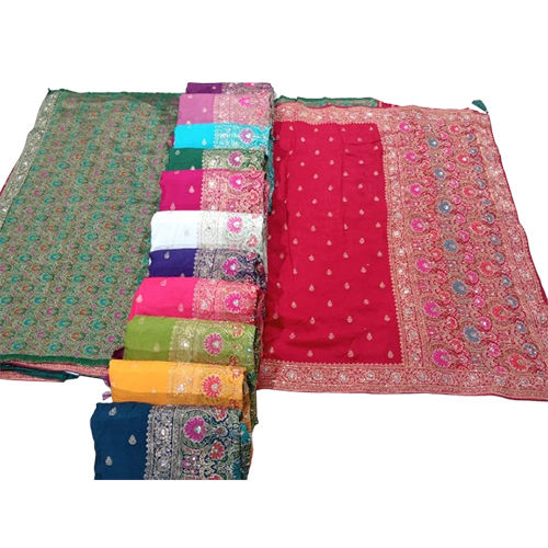 Ladies Dola Silk Handwork Saree - Color: Multicolor