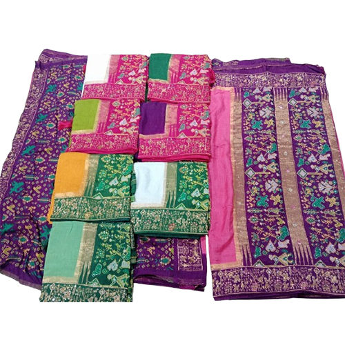 Ladies Dola Silk Two Die Handwork Saree - Color: Multicolor