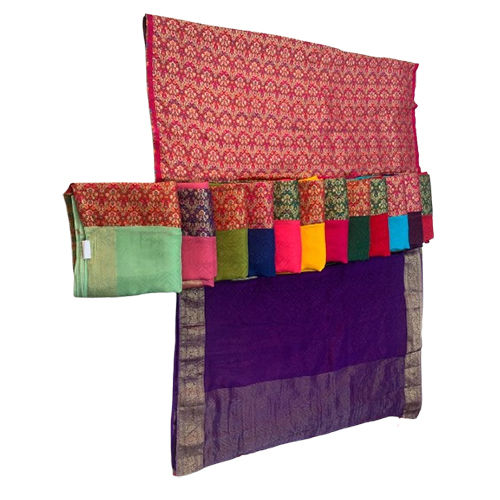 Ladies Ho Silk Embossed Saree With Heavy Brocade Blouse - Color: Multicolor