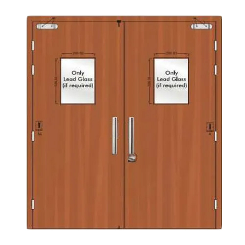 Wooden Lead Lined Door - Solid Wood, 120x70mm, Brown, 46mm Thickness, Powder Coated Finish, Lead Sheet Inner Side, AERB Compliant