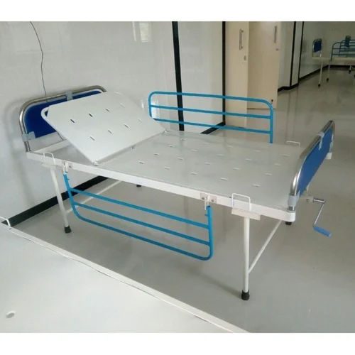 Semi Fowler Bed With Side Rails - Color: White & Blue