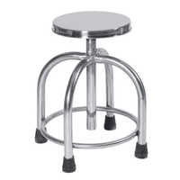 Stainless Steel Stool - Height 60 To 69 Cm, Silver Color | Rotatable, Plain Design For Hospital And Clinic Use