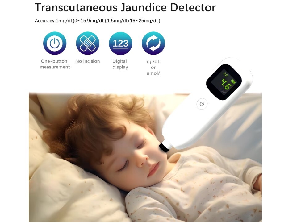 L11c Transcutaneous Jaundice Detector - Digital Plastic Design, 15.8x5x2.7 Cm, White | Non-invasive Measurement, Large Lcd Display, Rapid Results, Low Power Consumption