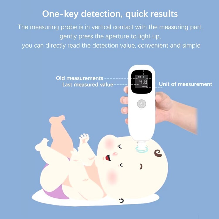 L11c Transcutaneous Jaundice Detector - Digital Plastic Design, 15.8x5x2.7 Cm, White | Non-invasive Measurement, Large Lcd Display, Rapid Results, Low Power Consumption