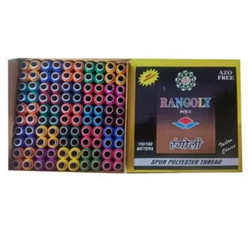 Rangoli Spun Polyester Thread - 100% Polyester, Lightweight, Multicolor | Versatile for All Types of Sewing Projects, Easy to Work With