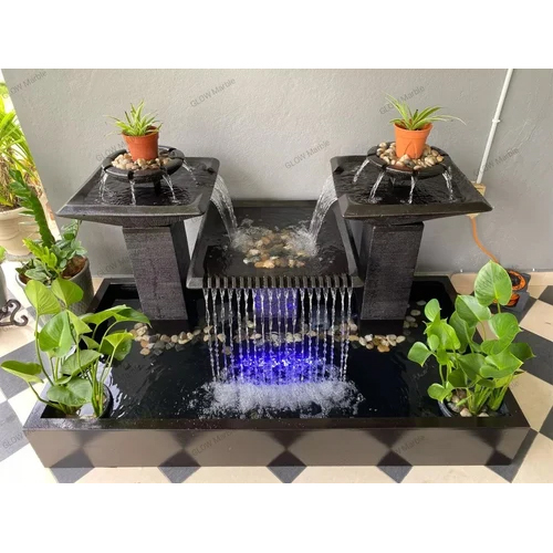 Polished Marble Indoor Fountain - Color: Black