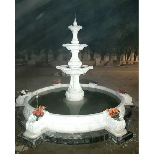 Makrana Marble Fountain - Electric Outdoor Fountain, 220-240V Power, Elegant White Design