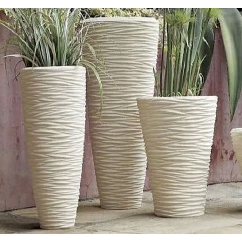 Decorative Marble Flower Pot - Color: White