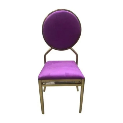 MS Powder Coated Chairs - High-Quality Iron and Leather, Ergonomic Design and Stackable Purple Seating for Weddings