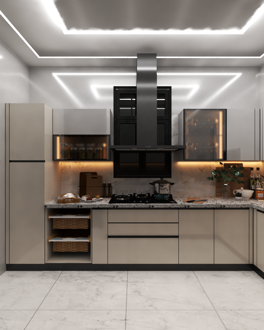 stainless steel u shape modular kitchen