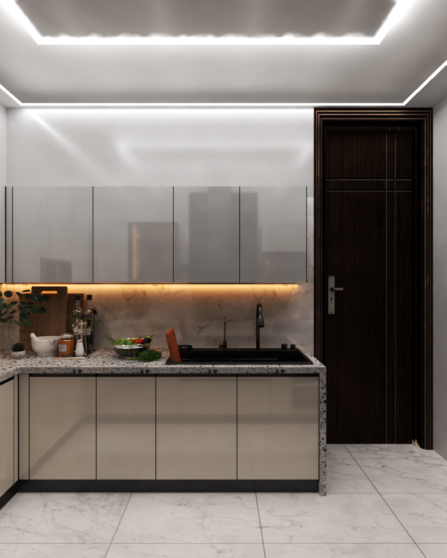 stainless steel u shape modular kitchen