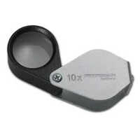 Illuminated Pocket Magnifier - Metal, Grey | Semi-automatic, Built-in Light For Industrial Use, Easy Carry Design