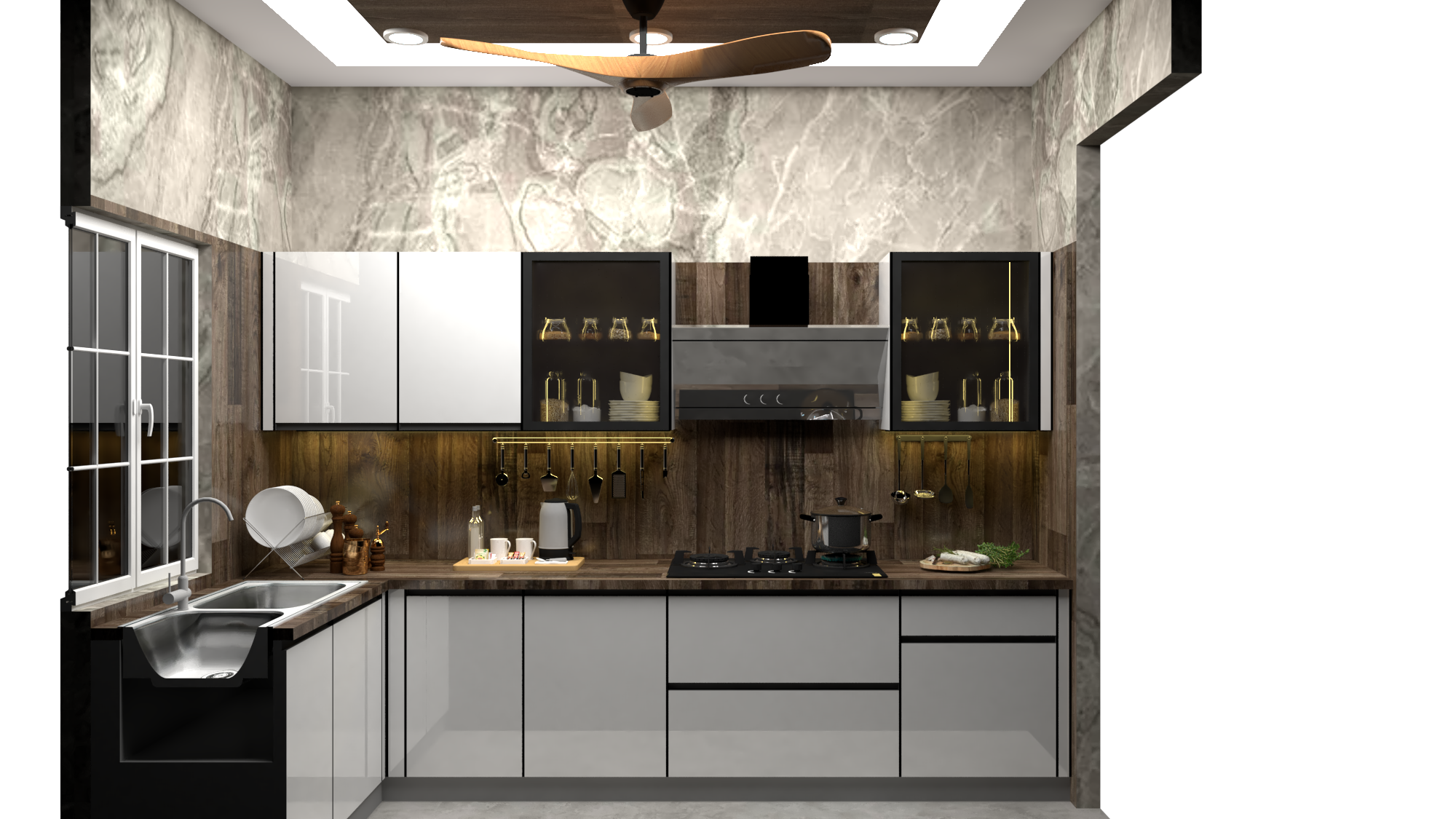 U shape modular kitchen Design