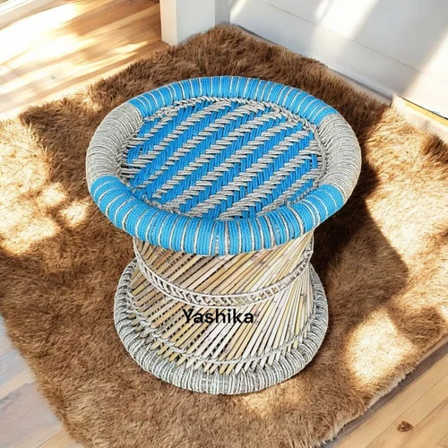 Modern Round Bamboo Mudda - High-Quality Bamboo, Lightweight Design , Stylish Outdoor Seating & Side Table Perfect for Gardens and Patios