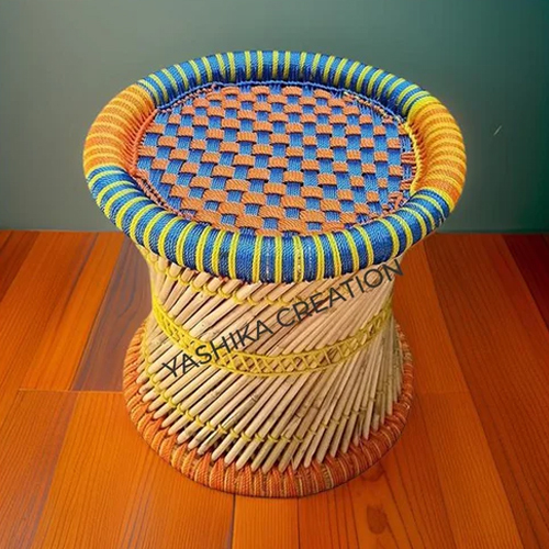 Round Natural Bamboo Mudda - Bamboo Material, Round Design , Modern Indian Style for Indoor & Outdoor Home Furniture Use