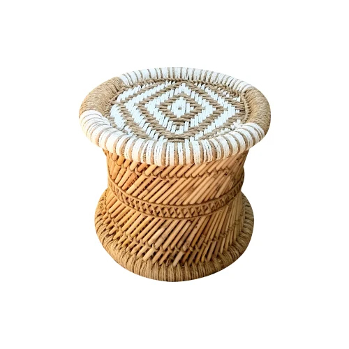 Outdoor Round Bamboo Mudda - Material: '