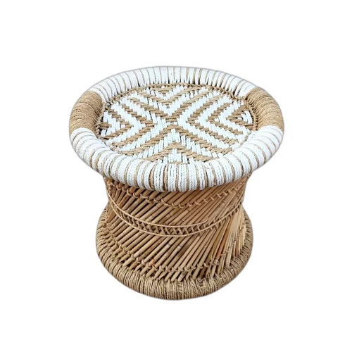 Brown And White Bamboo Mudda - Bamboo Material, Lightweight Design, Brown and White Color Combination | Ideal for Indoor and Outdoor Use, Eco-Friendly