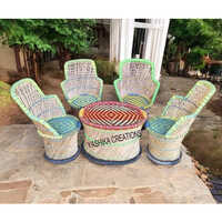 Multicolor Bamboo Table Chair Set - Sturdy Bamboo Material, Modern Design | Includes Table & Four Fun-colored Chairs, Perfect For Outdoor Entertaining