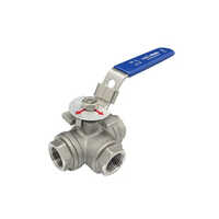 3 Way Ball Valve - Stainless Steel, 1/2 Inch Size, Polished Silver Finish | High Pressure Rated For Oil, Water, And Gas Flow Control