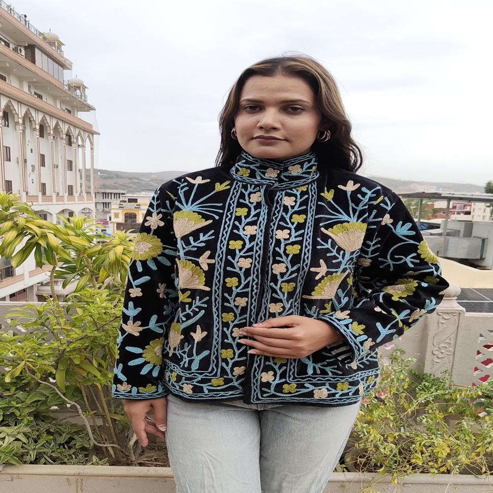 Velvet suzani embroidery jacket