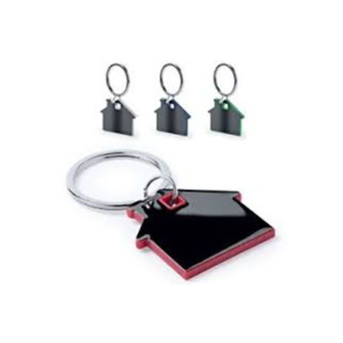 House Shape Metal Keychain - Color: Black