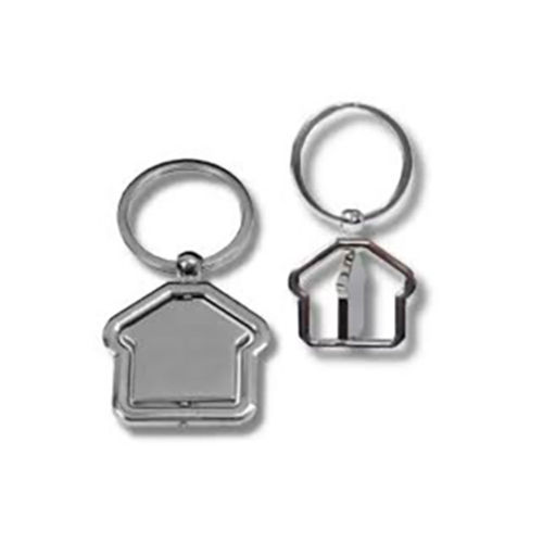 House Rotate Metal Keychain - Color: Silver