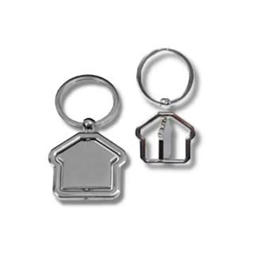 House Rotate Metal Keychain - High-Quality Metal, Chrome Plated, Sleek Silver Color | Modern Arts Design with Unique Rotating House Feature