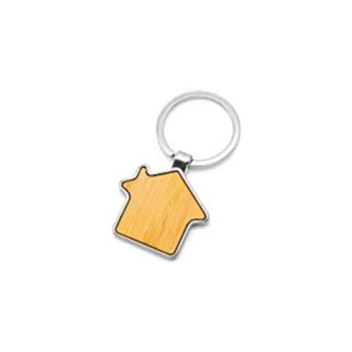 Wooden House Keychain - Color: Wood Color