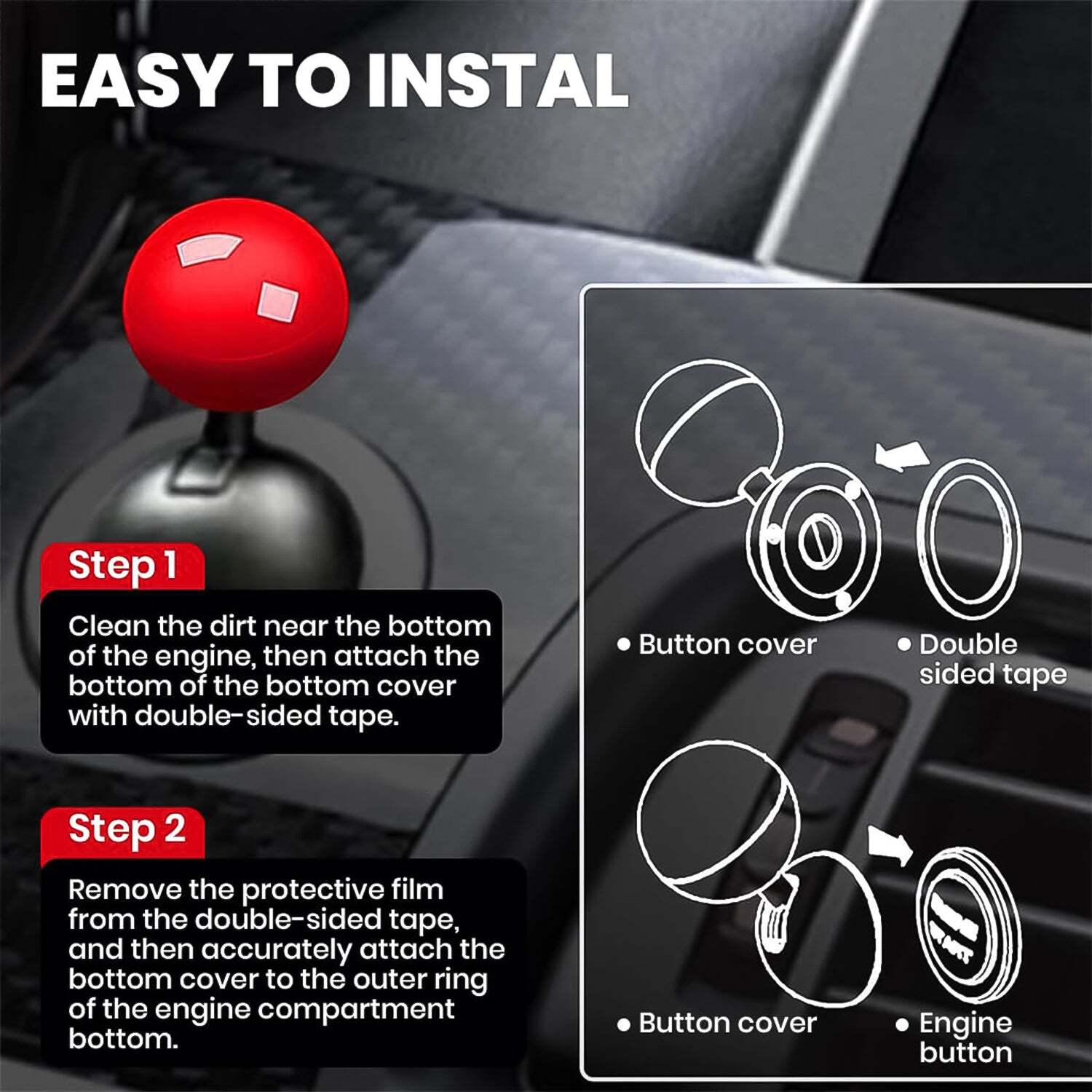 Ball Design Car Push Start Button Rocker / Covers