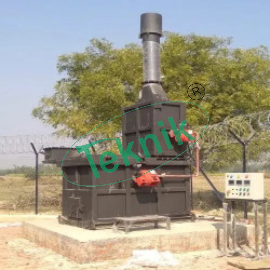 Chicken Waste Incinerator - Steel Construction, 50 Kg/hr Capacity | Semi Automatic Operation, 850c-1200c Temperature Range, Light Gray Color