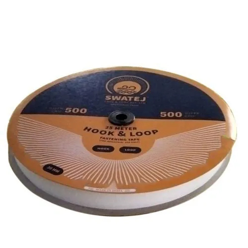 White Hook And Loop Tape - Adhesive Material | Versatile Fastening Solution for Various Applications, Ideal for Crafts and Home Projects