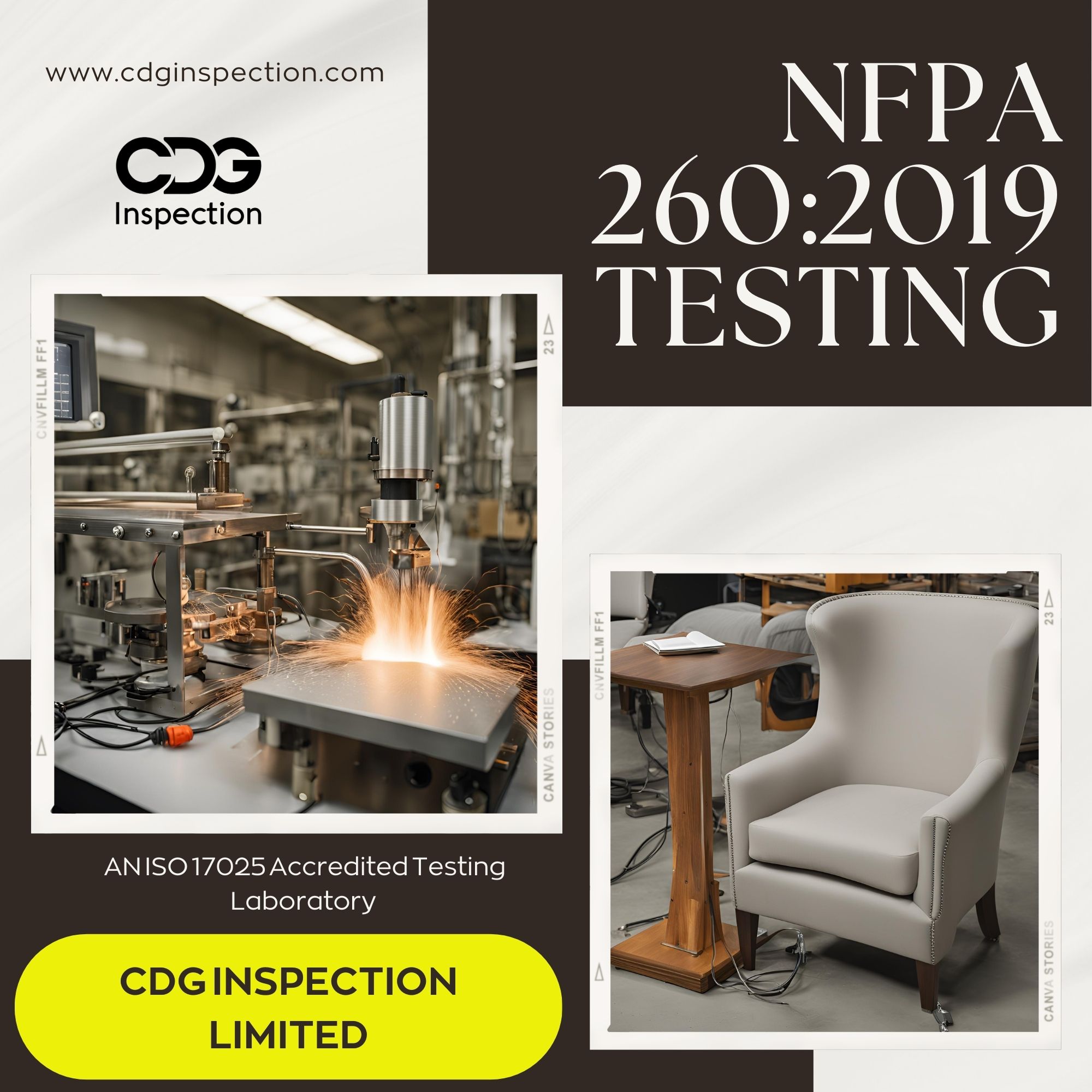 NFPA 260:2019 (Ignition Resistance Test of Upholstered Furniture Components)