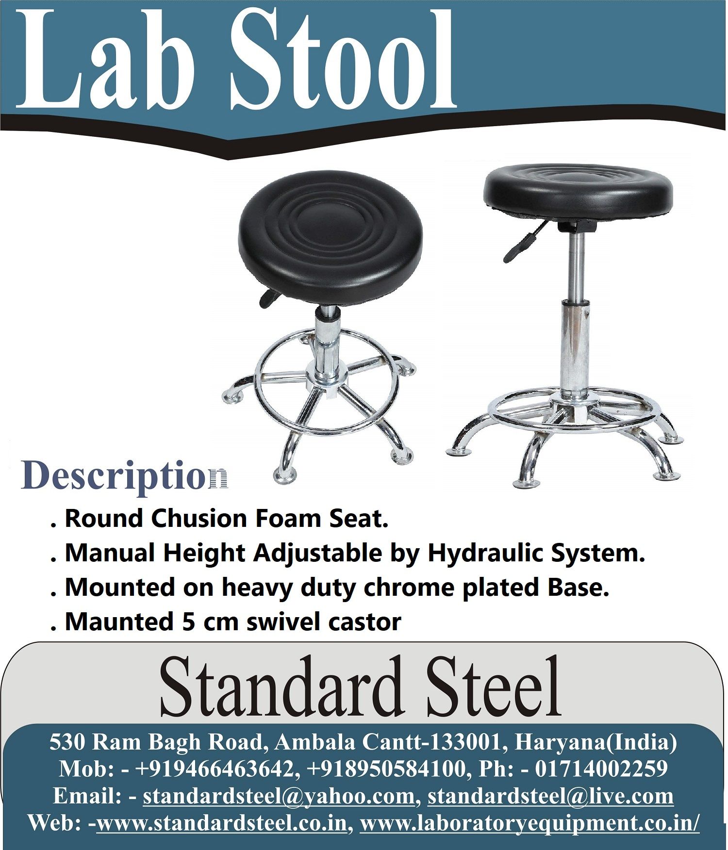 Laboratory Stool height Adjustable