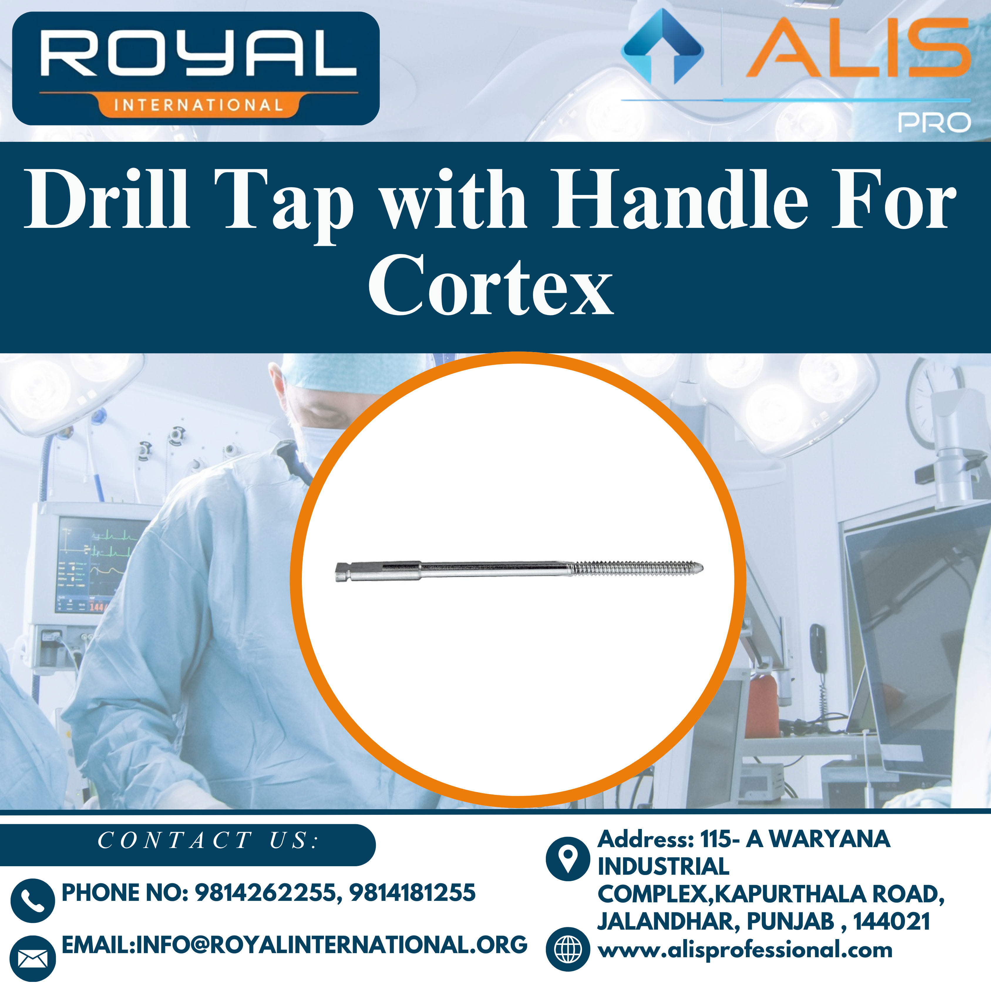 Drill Tap With Handle For Cortex - Precision Steel Tool, 10g Weight | Sterilized, Waterproof Design For Orthopedic Procedures