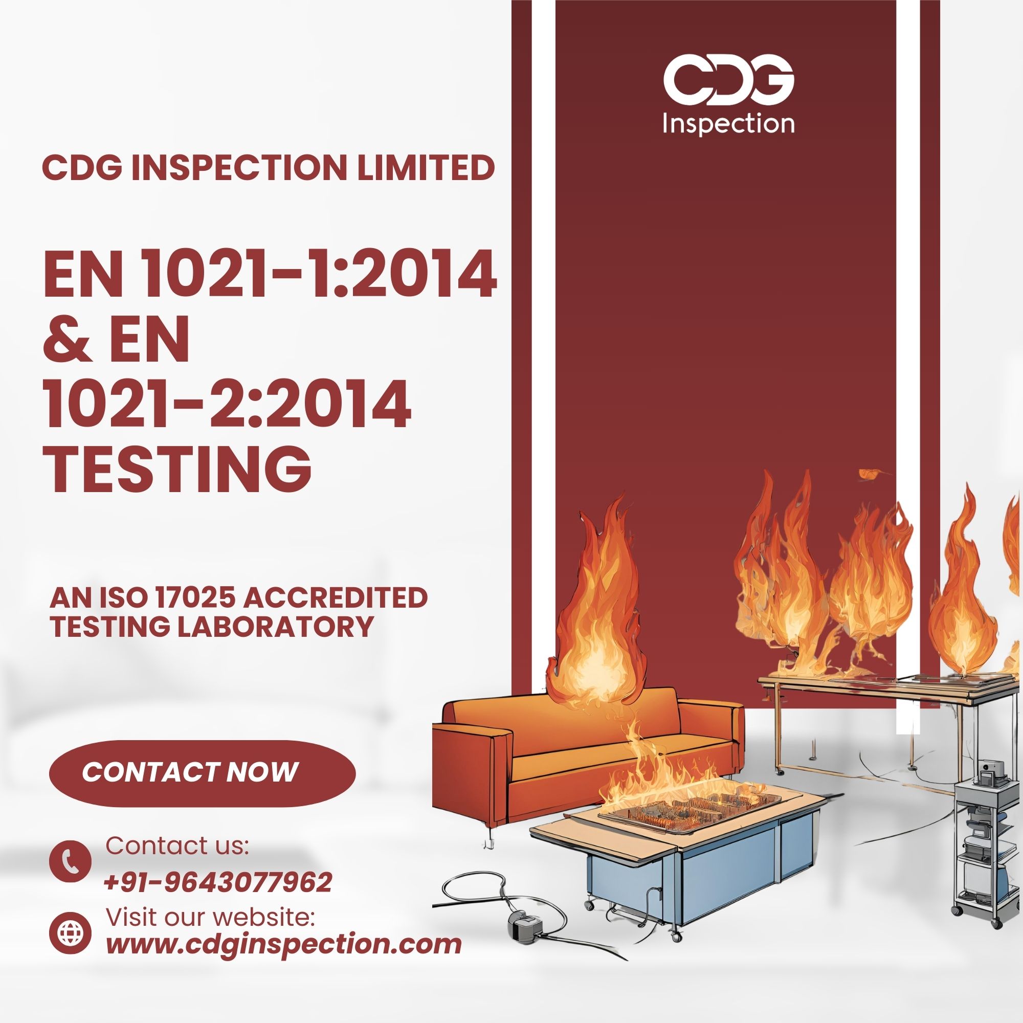 EN 1021-1:2014 & EN 1021-2:2014 Testing (Ignitability of Upholstered Furniture)