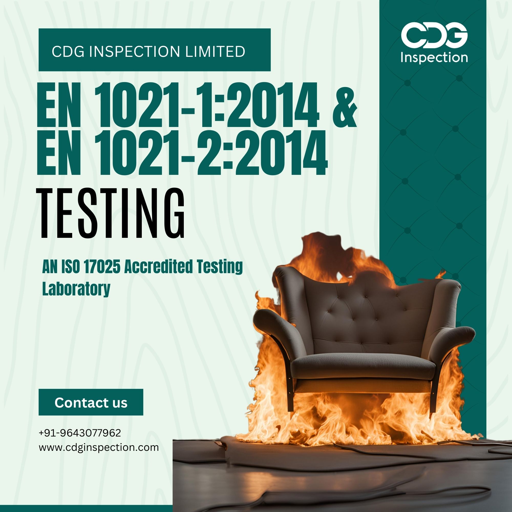 EN 1021-1:2014 & EN 1021-2:2014 Testing (Ignitability of Upholstered Furniture)