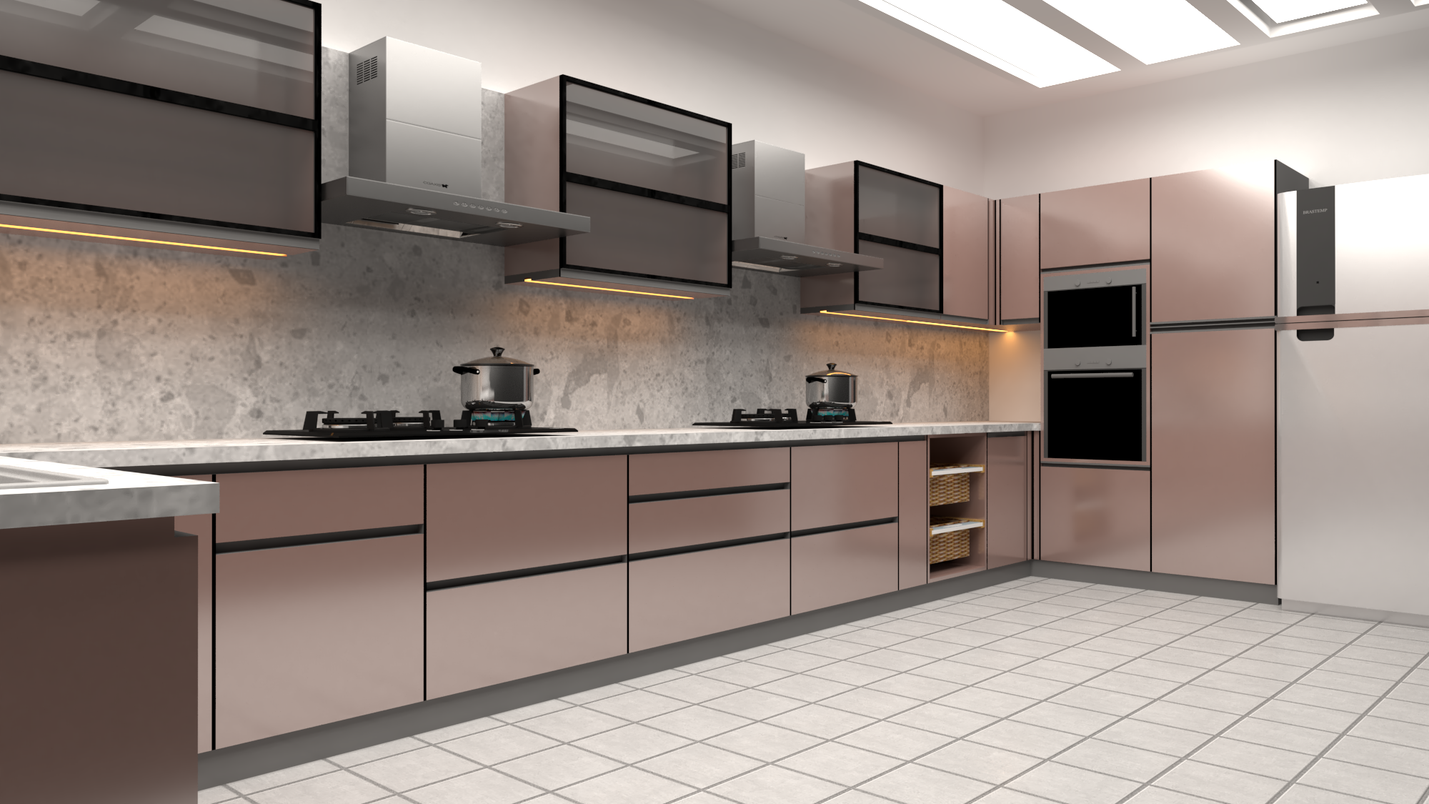 U Shape Modular Kitchen With Breakfast Table - Dimension (L*w*h): 2 Foot (Ft)