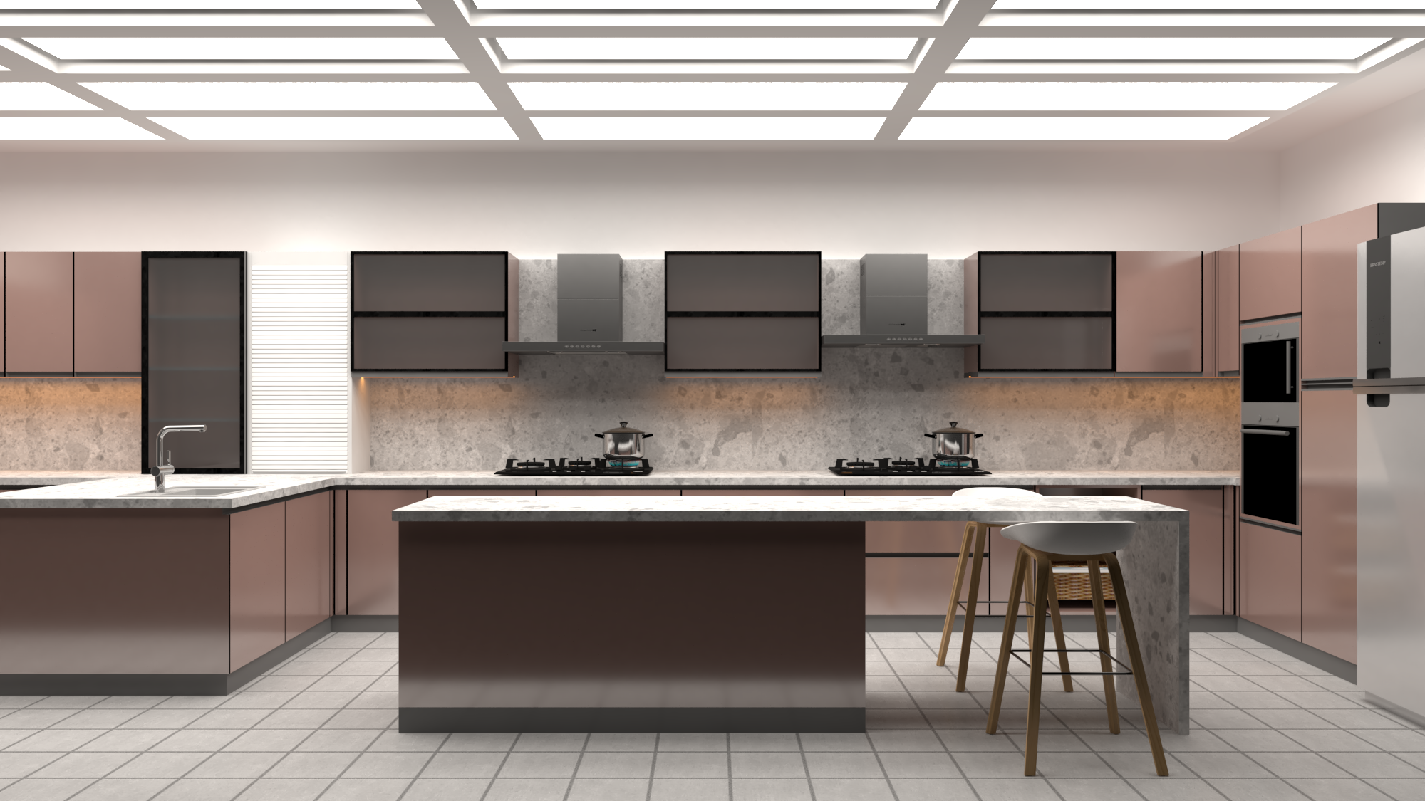 U Shape Modular Kitchen With Breakfast Table - Dimension (L*w*h): 2 Foot (Ft)