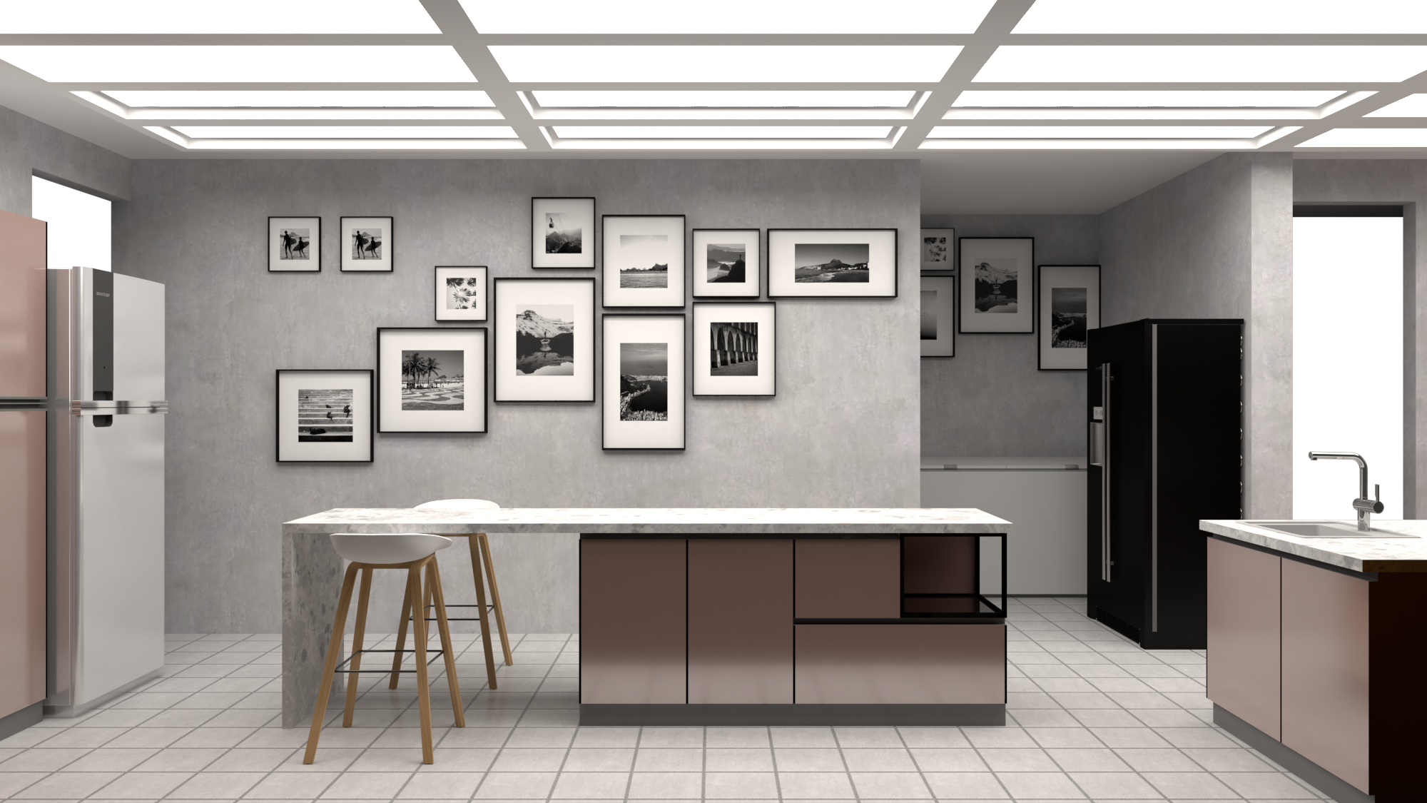 U Shape Modular Kitchen With Breakfast Table - Dimension (L*w*h): 2 Foot (Ft)